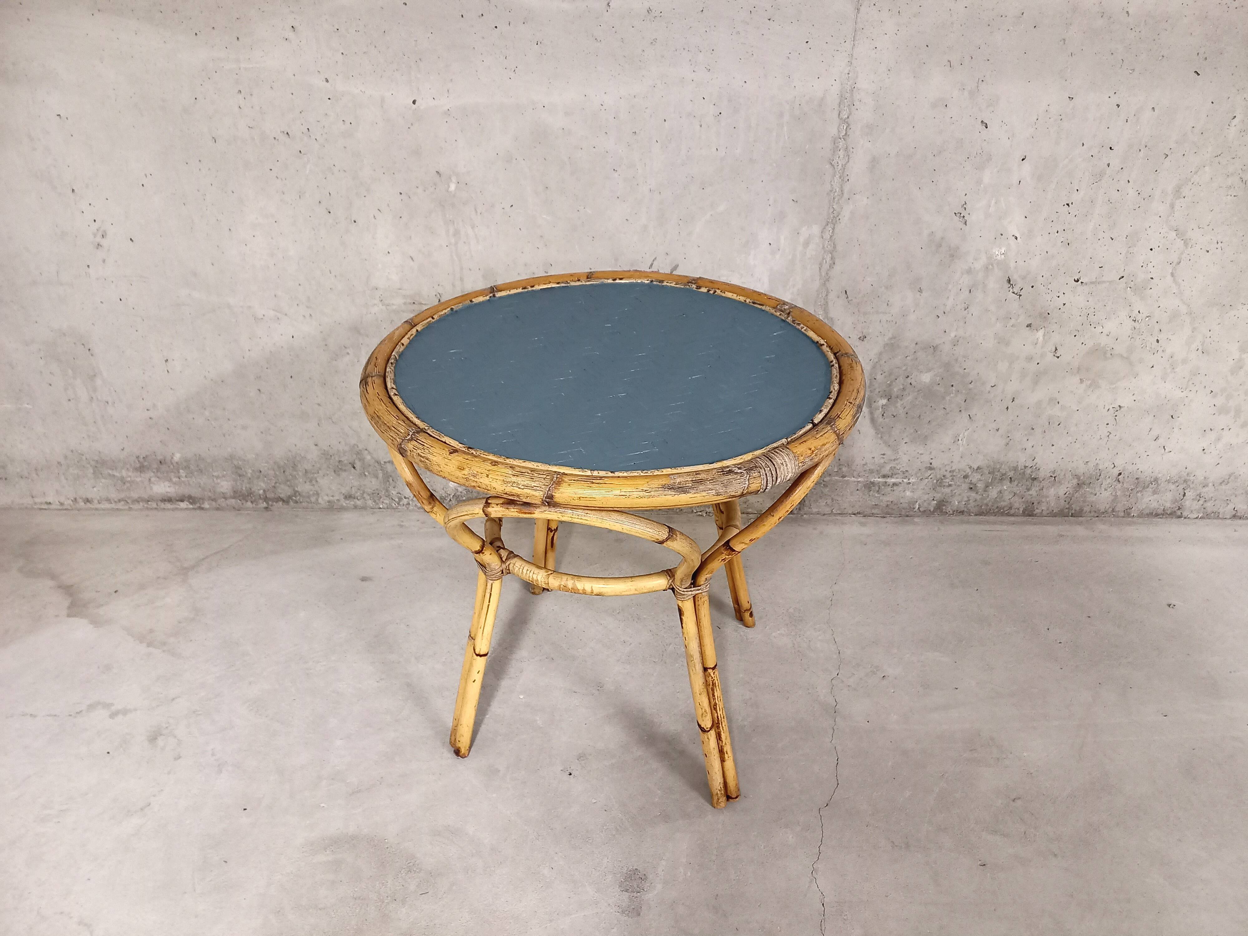 Side table in vintage rattan 60s