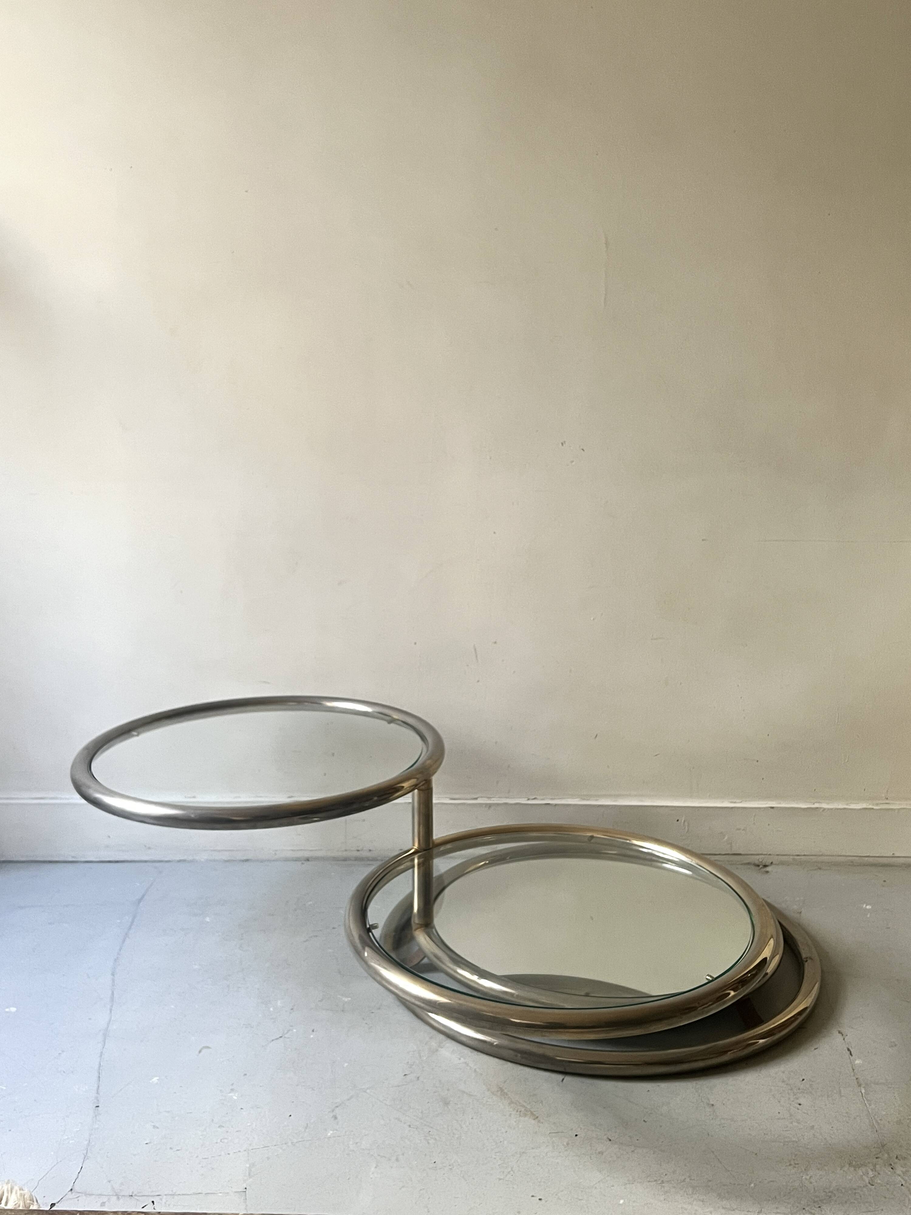 Removable coffee table in chrome, glass & mirror by Milo Baughman, design 1970.