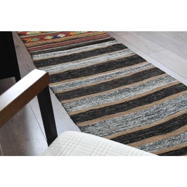 1970s vintage Turkish Oushak handmade wool cotton beige rug 73x292