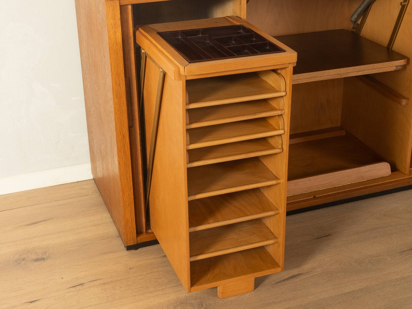Very rare functional mid-century desk, 1960s, solid wood, Germany