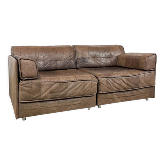 Vintage brown leather patchwork sofa DS88