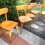 Suite of five bistro chairs feet with hoops / vintage 50s-60s