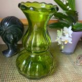 Green glass vase