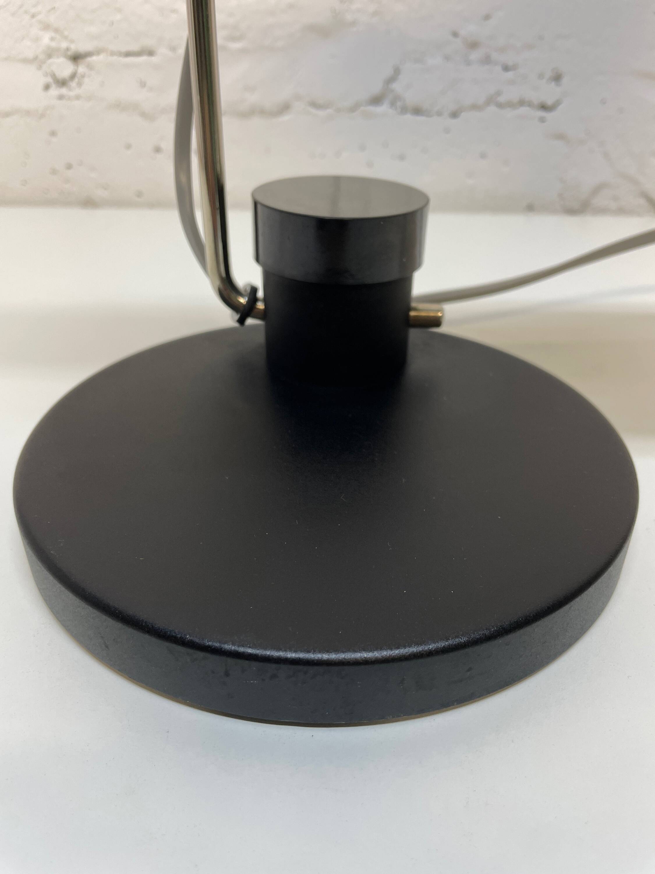 Black desk lamp by Oskar Immerschied for PGH Metalldrücker Halle