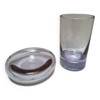 Barbini purple glass vase and pocket