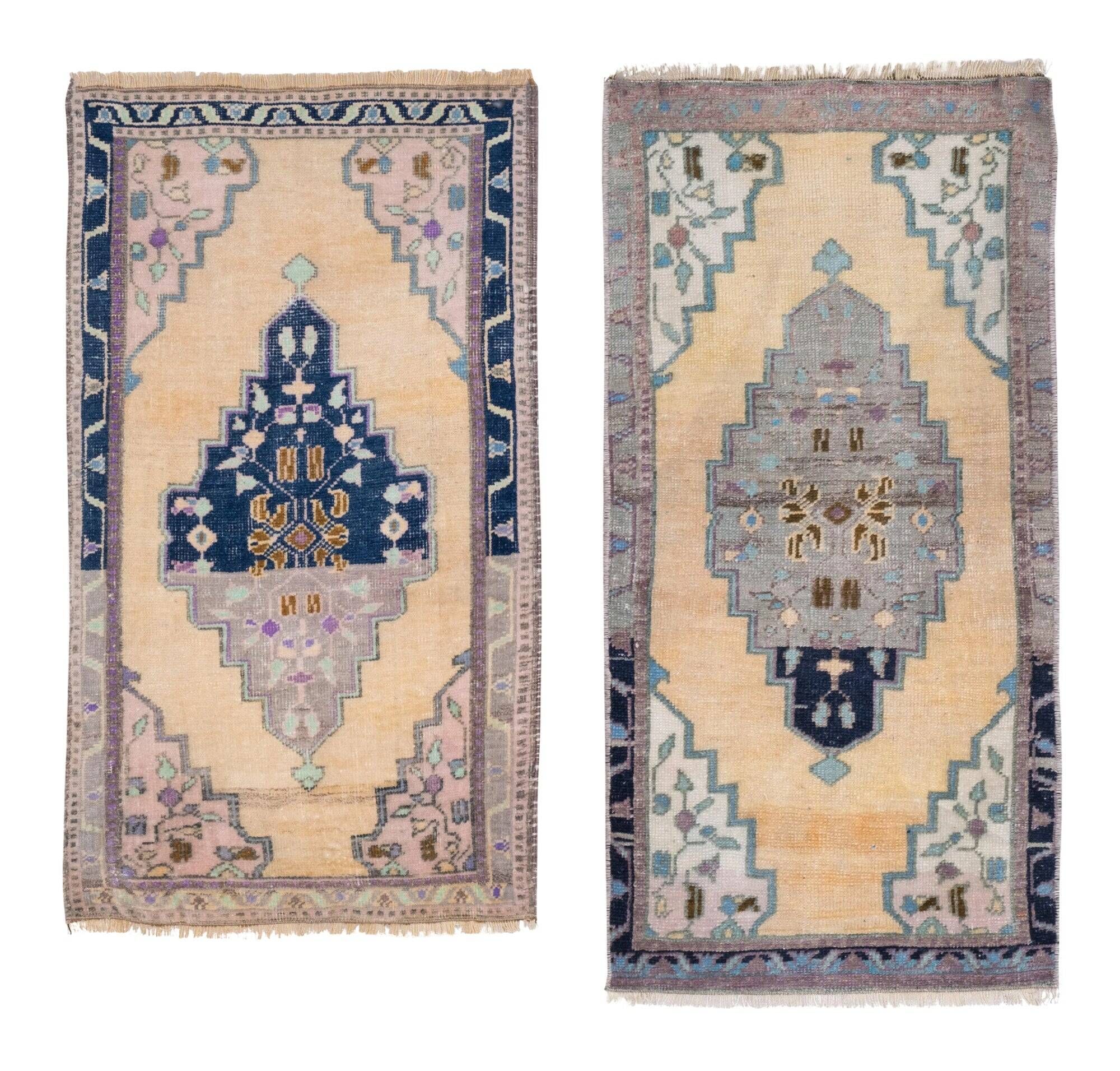 Set of 2 vintage handmade Turkish rugs 50x100 cm