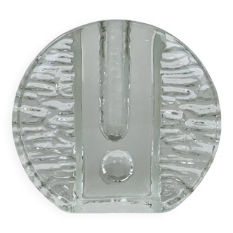 Vase soliflore en verre moulé Walther Glass années 70