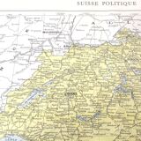 Vintage color map of Switzerland 43x43cm from 1950