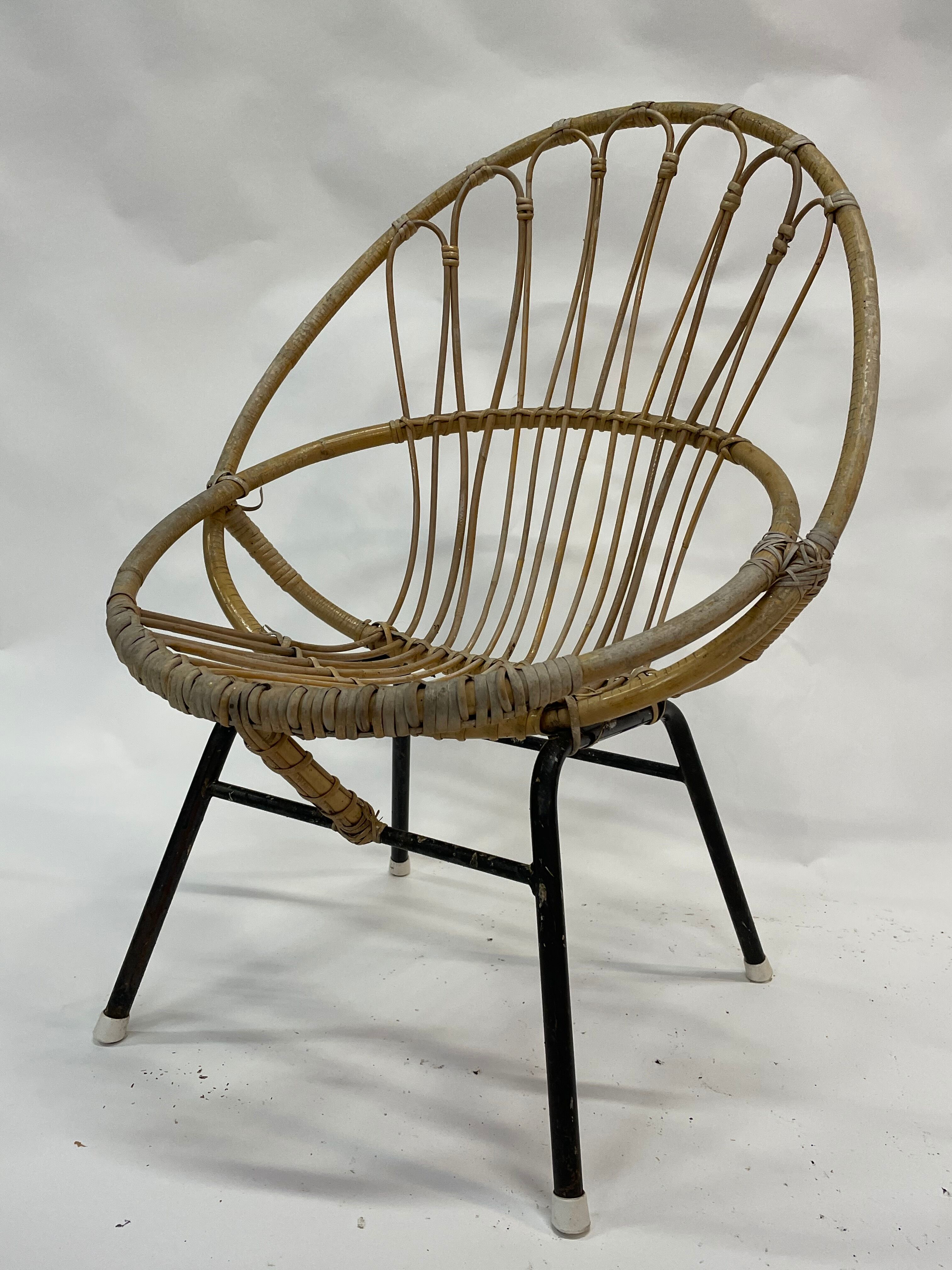 Vintage rattan chair by Dirk van Sliedregt Rohe Noordwolde 1960 in the Netherlands