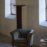 Mid-20th century, pair of Danish shell lounge chairs in green velvet, 1940s.