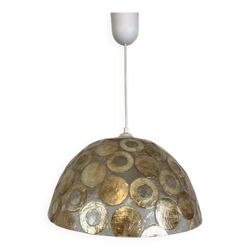Vintage mother-of-pearl and resin pendant light, 1970s
