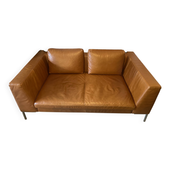 Cognac leather sofa Habitat