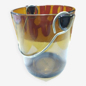 Seau à glaçons vintage 70s verre fumé