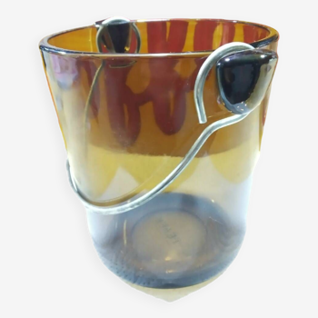 Vintage 70s smoked glass ice bucket