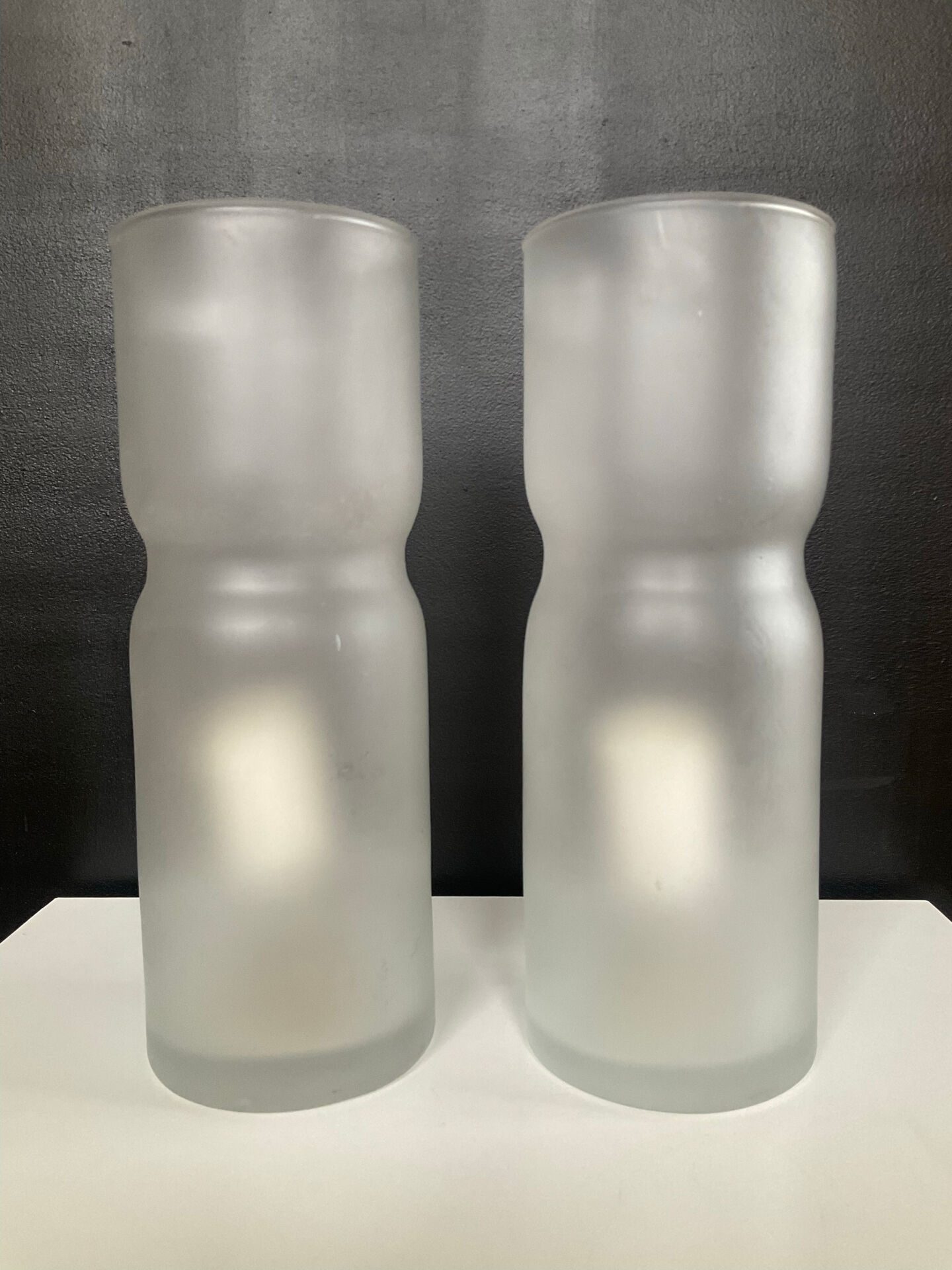 Pair of vintage lamps in frosted glass