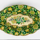 Longwy cup in cloisonné enamels on a green background, polychrome floral decoration and gold