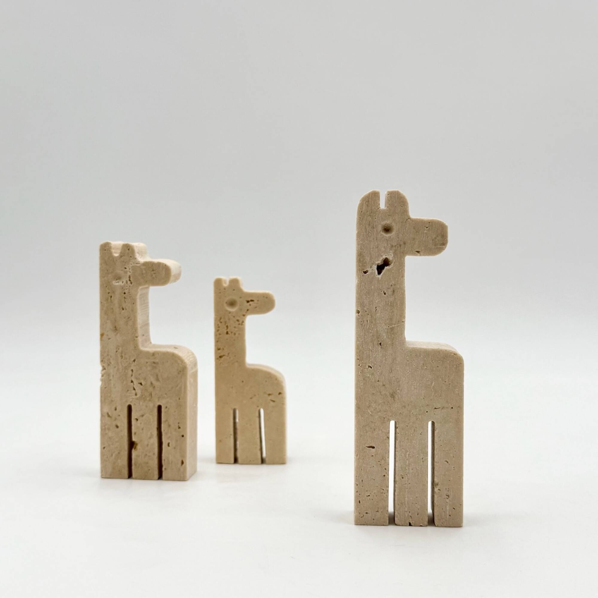 Set of Three Vintage Italian Travertine Animal Sculptures