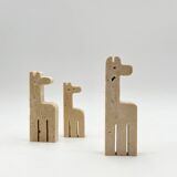 Set of Three Vintage Italian Travertine Animal Sculptures