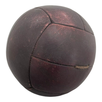 Vintage Mahagony Leather Medicine Ball, 1930's