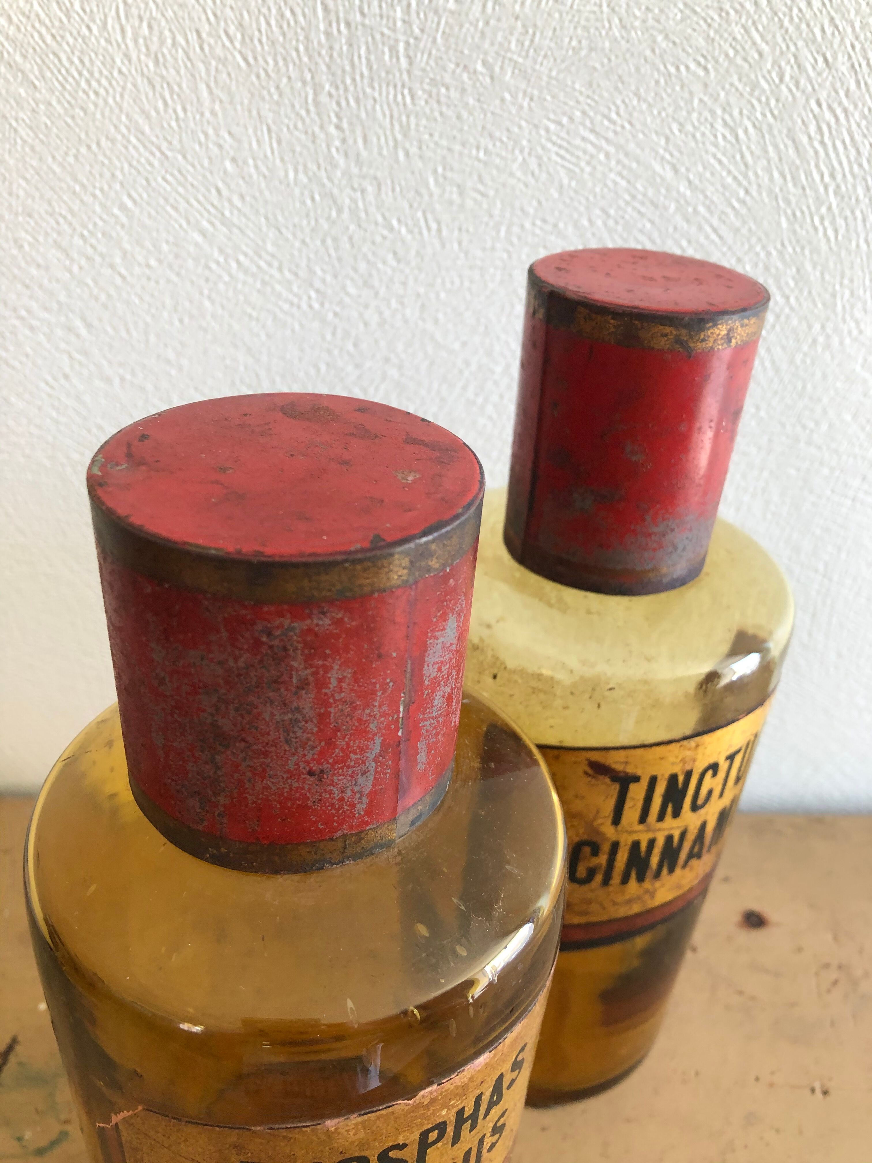 Lots of old brown glass pharmacy jars bottles