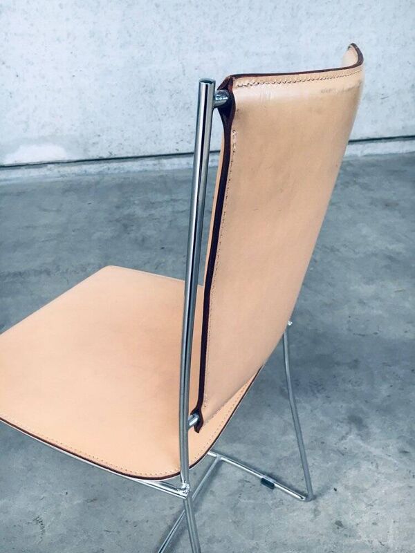 Set of Postmodern Italian Design Leather Dining Chair Set by Segis, 1990s