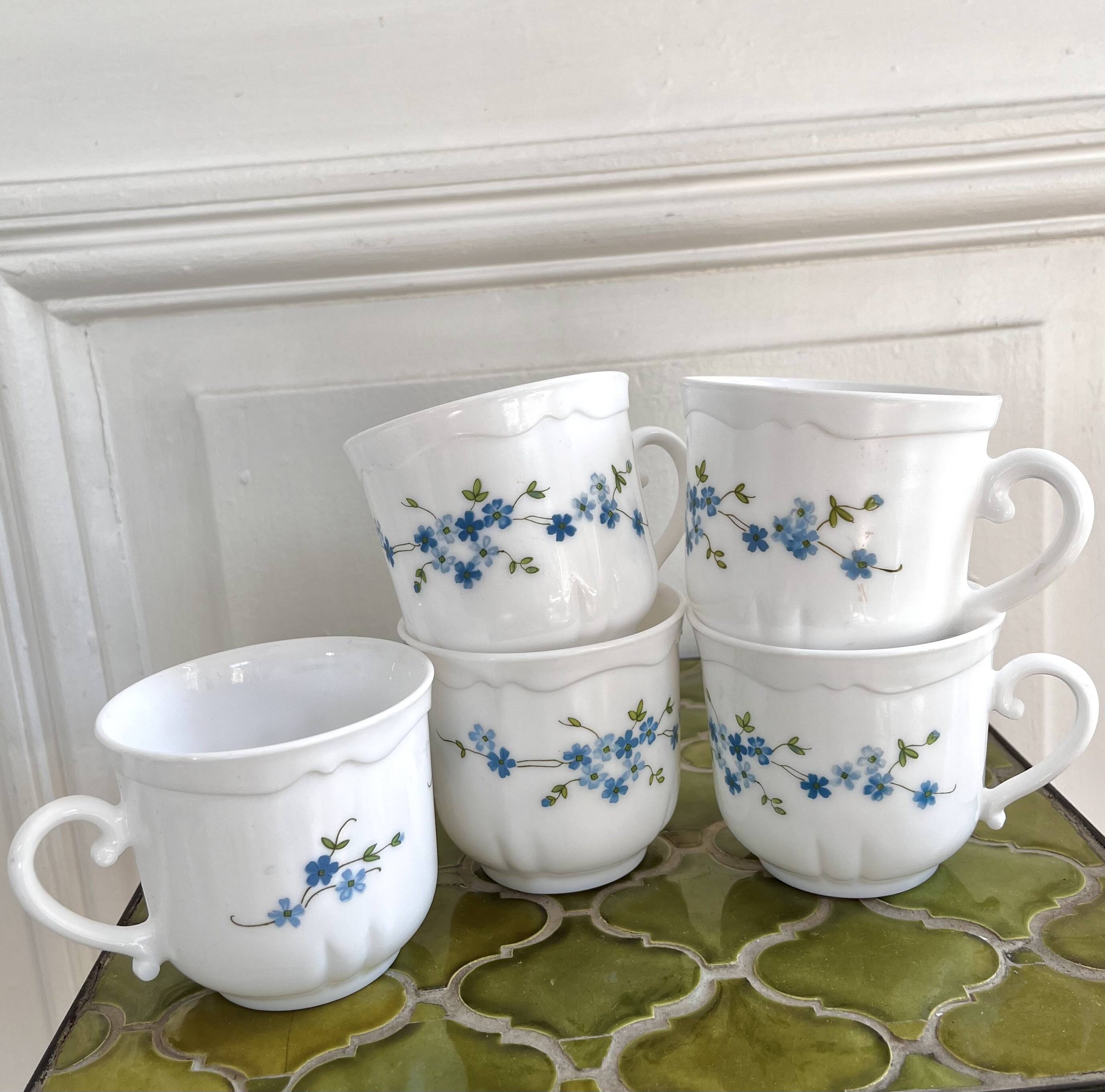 Lot 5 large vintage Arcopal myosotis Veronica tea and coffee cups