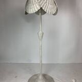 Mid-century French rattan wicker boho floor lamp, 1950s-1960s
