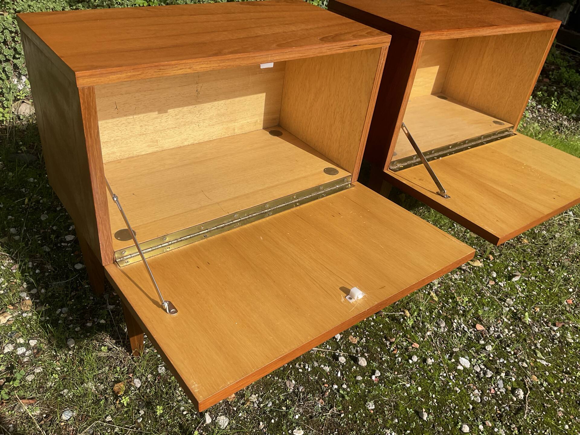 Pair of Scandinavian teak bedside tables from the 60s-70s.