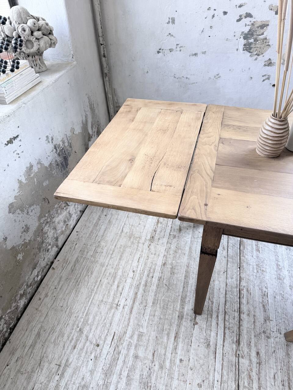 Solid oak farmhouse table with extensions (190-280cm) 1950