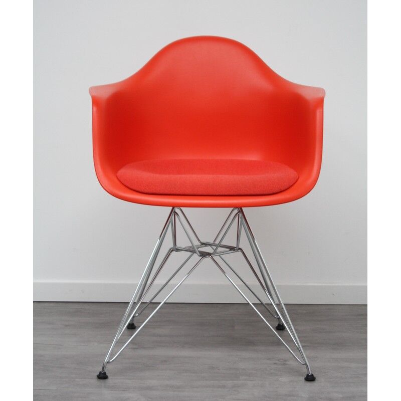 Vitra plastic armchair red poppy by Eames