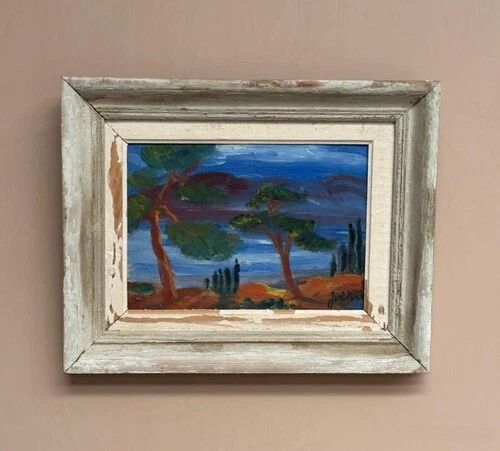 Original Danish Oil on Panel “Forest Motif” by Ivan Joern, Vintage 35×45cm