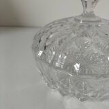 Large vintage pressed glass candy box – diamond pattern