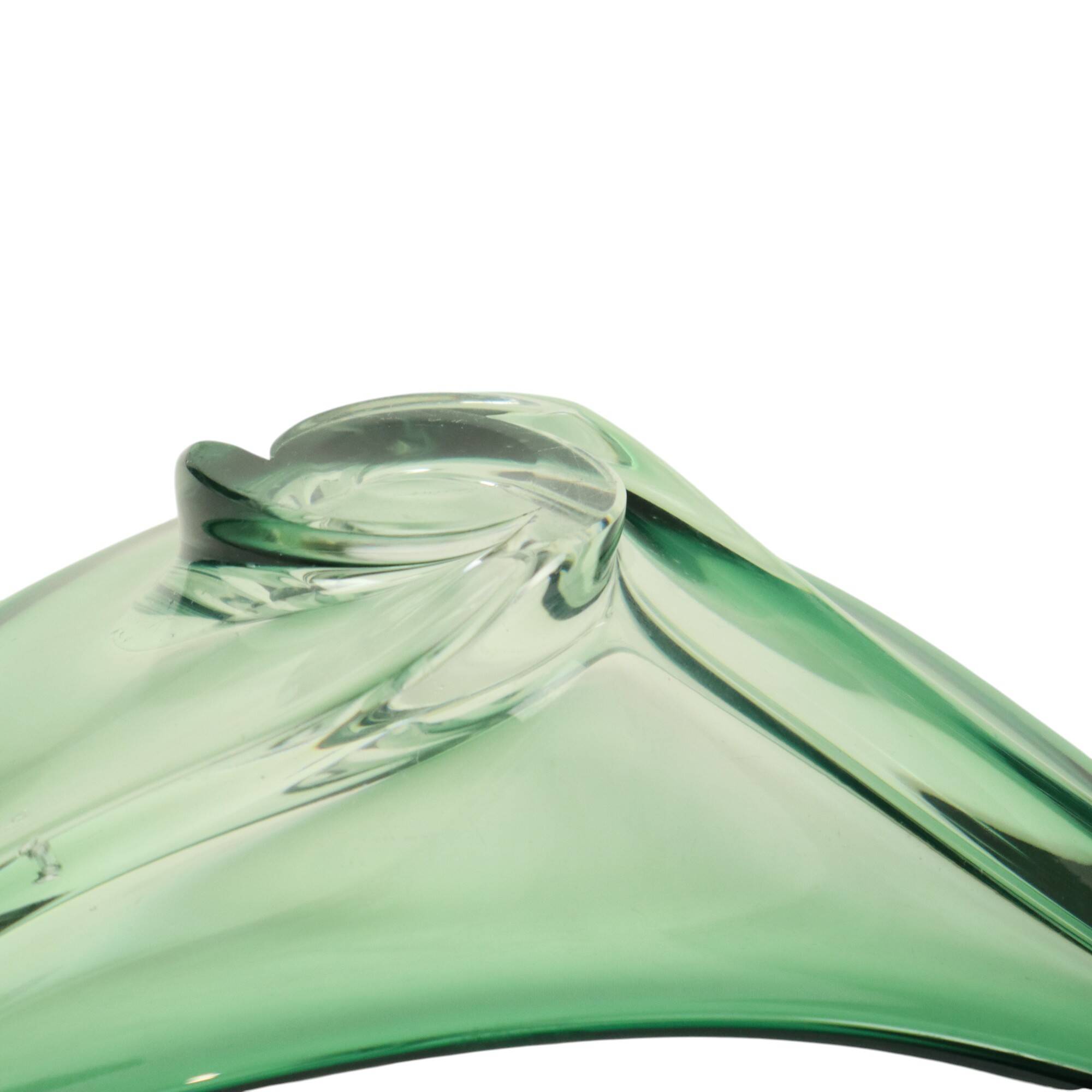 Vintage Green Crystal Bowl Val Saint Lambert 1960s