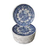 Set de 15 assiettes plates à motifs anglais Lunéville