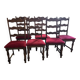 6 antique wooden and fabric chairs