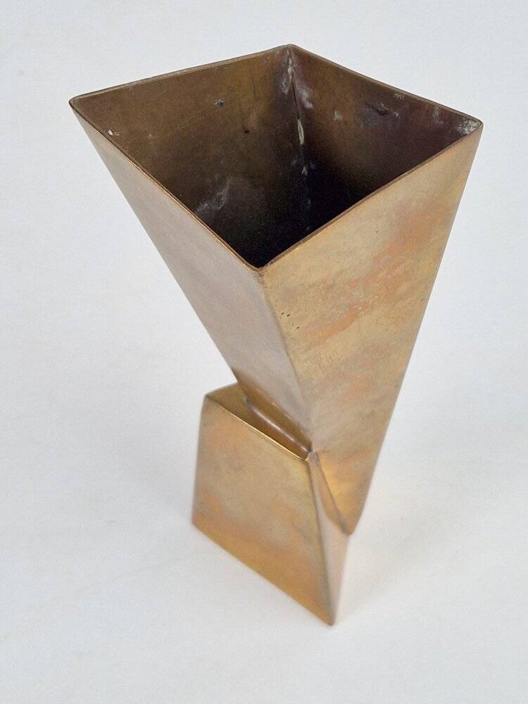 Art Deco Cubist Brass Vase from WMF, 1930s