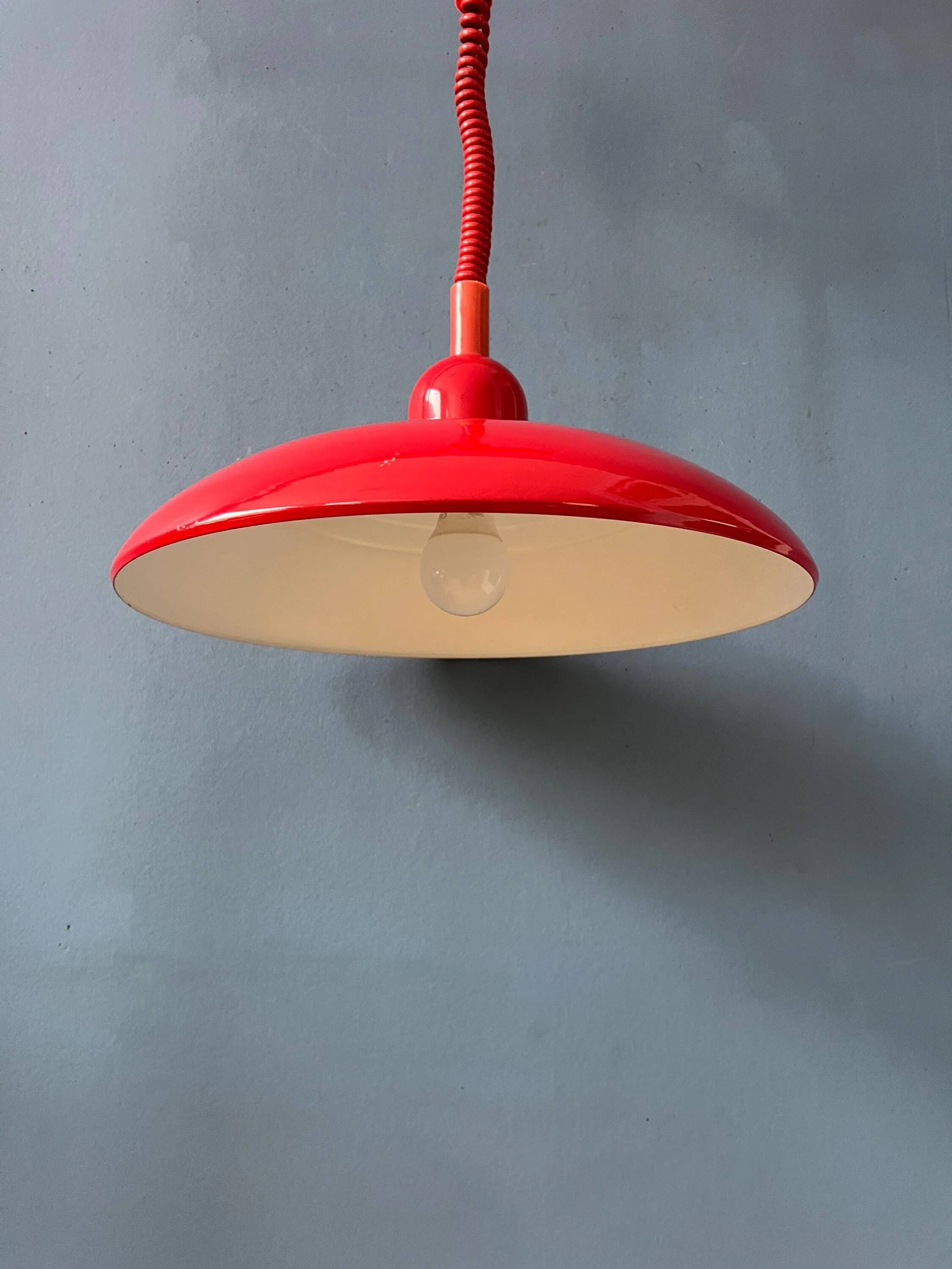 Vintage Space Age red metal pendant light
