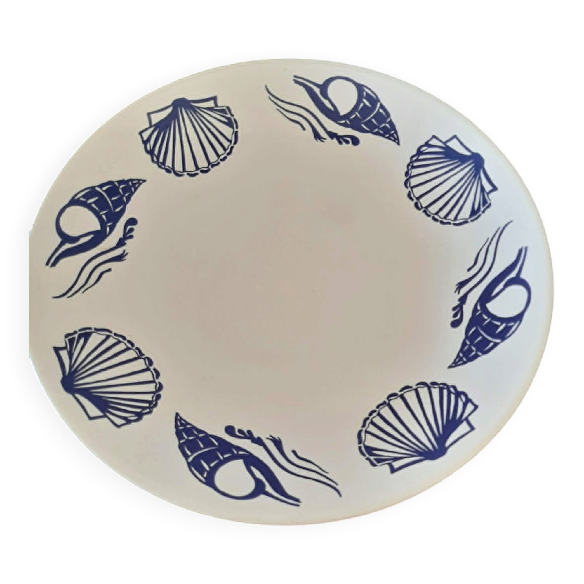 Large round dish k.g luneville faience / 41 x 8 cm / ocean model