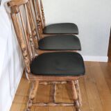 3 BAUMANN Tacoma chairs black faux leather dark beech