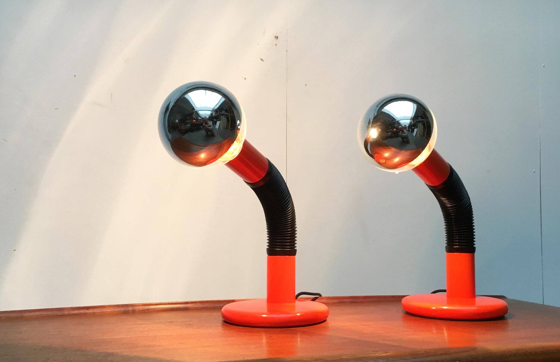 Vintage Italian table lamps Space Age by Bellini for Targetti, 1970s.