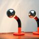 Vintage Italian table lamps Space Age by Bellini for Targetti, 1970s.