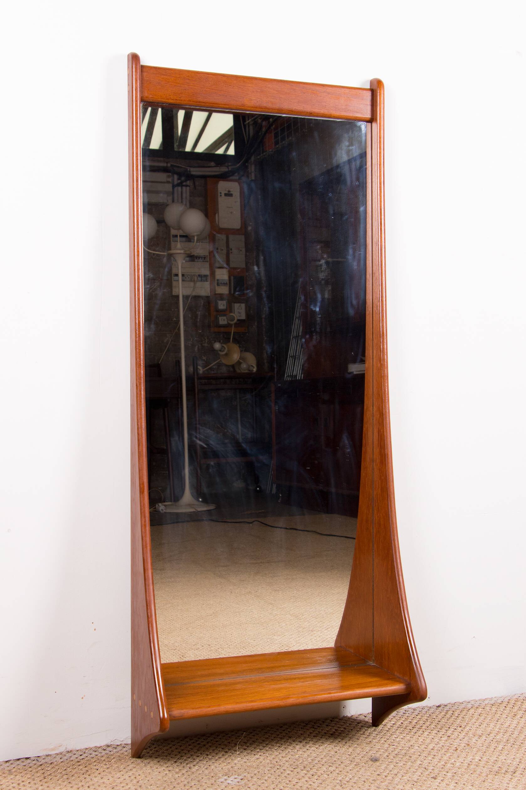 Large Danish Teak wall mirror by Pedersen and Hansen 1960.