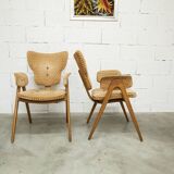 4 chairs and 2 Lounge armchairs by Roger Landault, ABC edition, 1950.