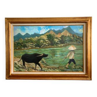 Oil painting on canvas landscape Asia