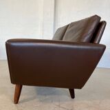 Canapé 2 places g. thams vintage rétro danois du milieu du siècle en cuir de coco des années 60