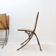 Set of 6 French mid-century folding chairs in wicker and iron, 1960s.