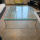 Table basse design Italien verre épais et acier brossé