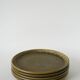Lot de 5 assiettes plates en grès moucheté, Marron & Vert, Fabrication Arti