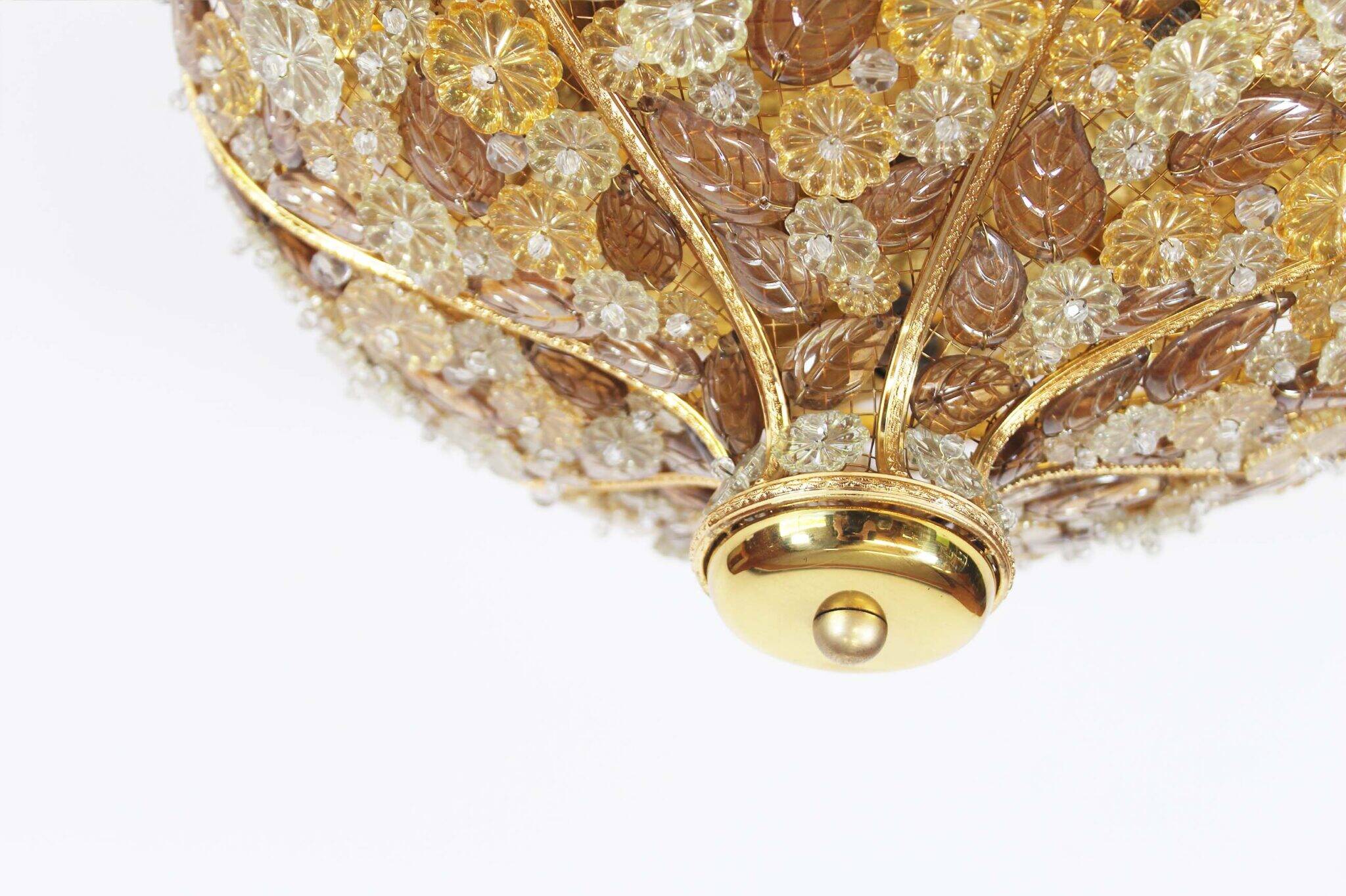 Incredible and rare crystal glass flush mount light by Palwa, Germany 1960’s