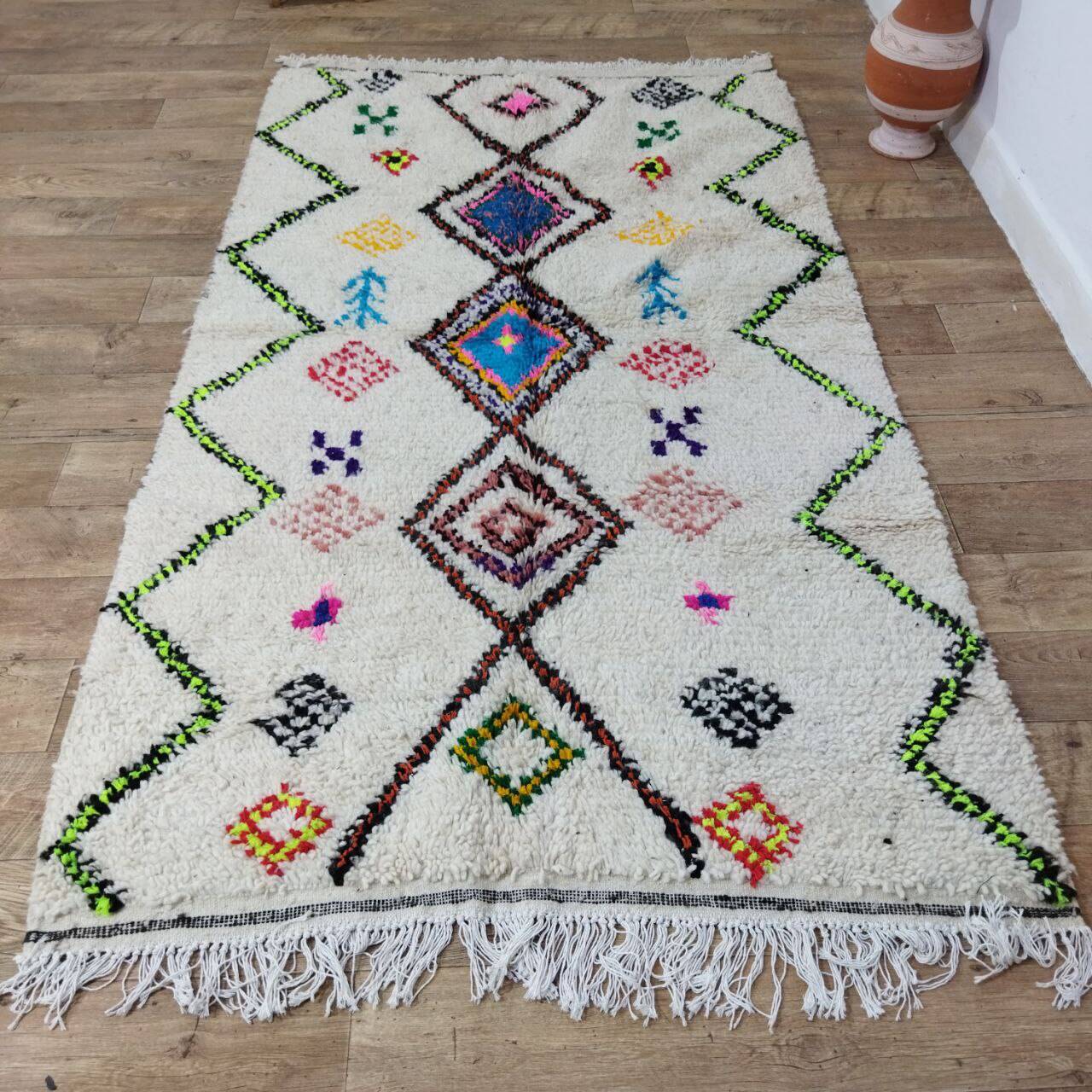 Handmade wool Berber rug 242 X 138 CM